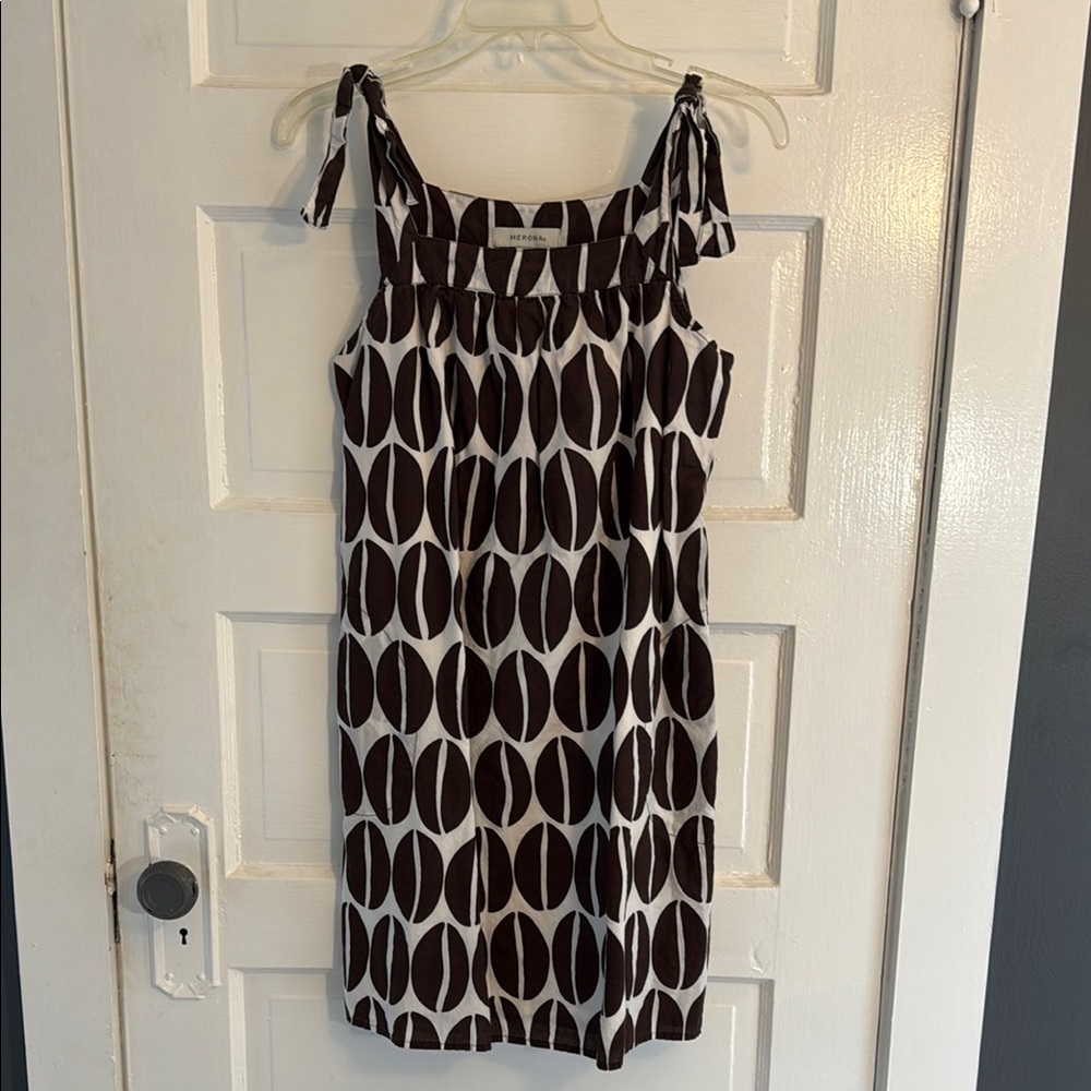 Merona Brown and White Tie Front Sheath Mini Dress